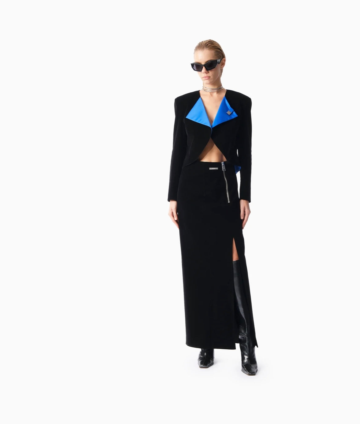KNTLGY VELVET FUSE CROP BLAZER