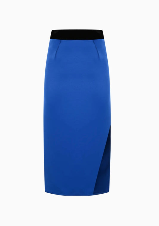 KNTLGY OPULENT BLUE SWIRL SATEEN SKIRT