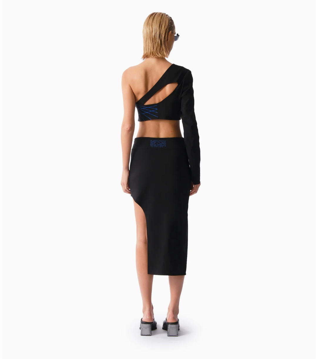 KNTLGY HEROINE ASYMMETRIC MIDI SKIRT