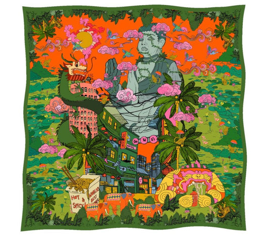Soie Meme Noodle Land Silk Scarve